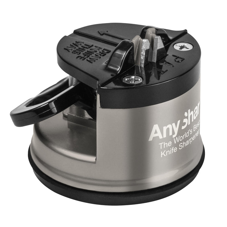 Knife sharpener with 'AnySharp' branding on a white background