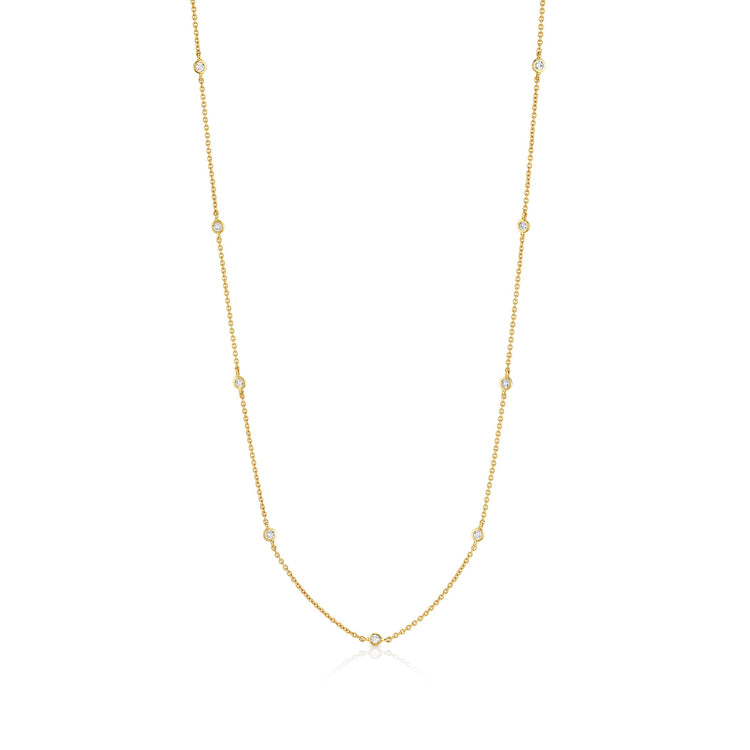 4mm 16" Station Necklace Finished in Gold