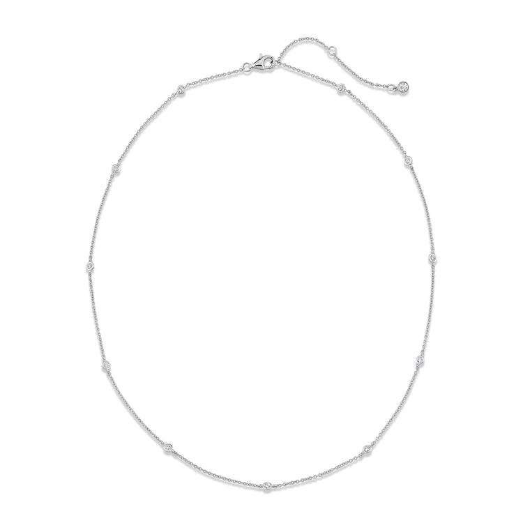 4mm 16" Station Necklace Finished in Platinum