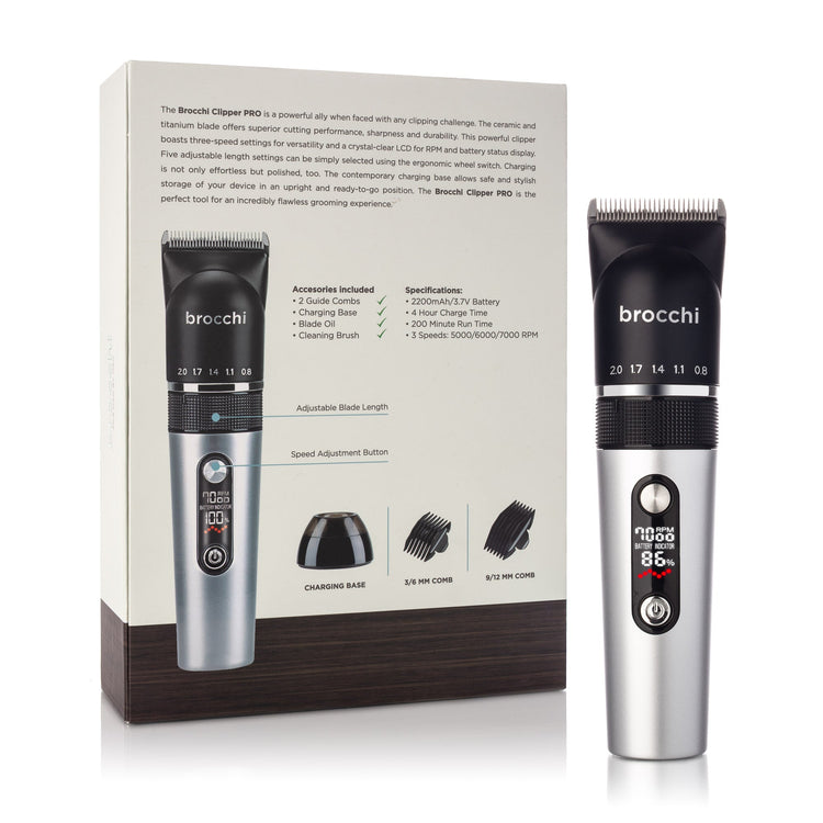 Brocchi hair clipper with packaging on a white background