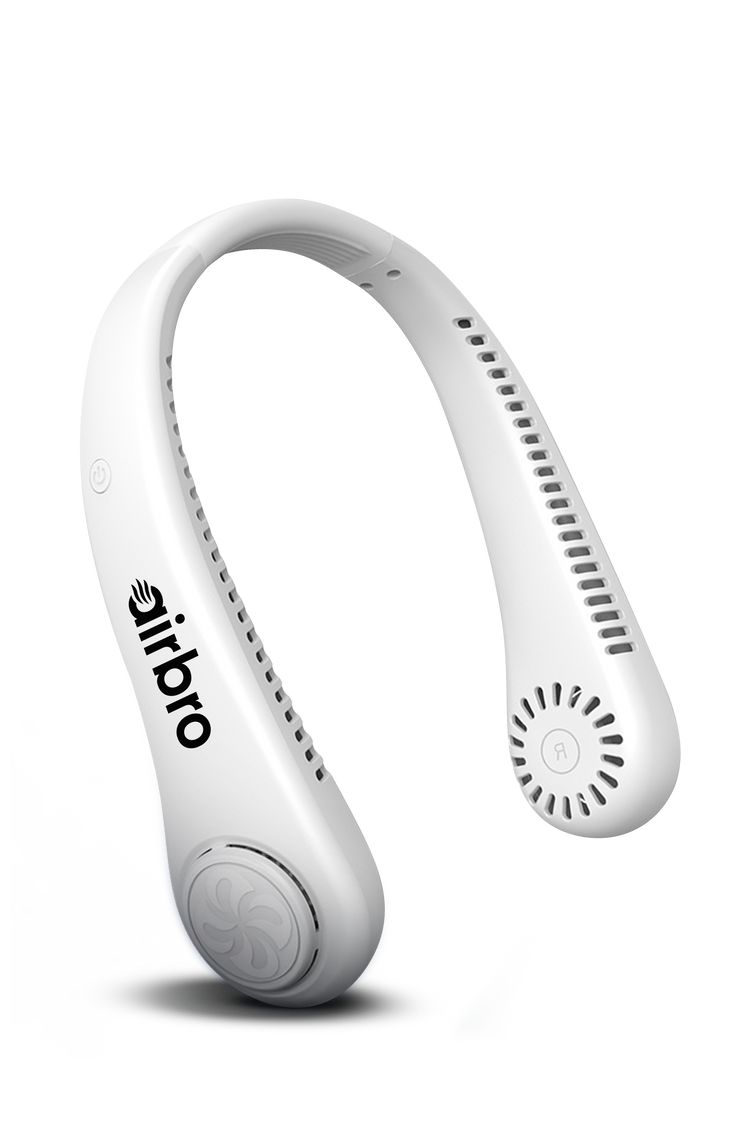 White neckband with 'airbro' branding on a white background
