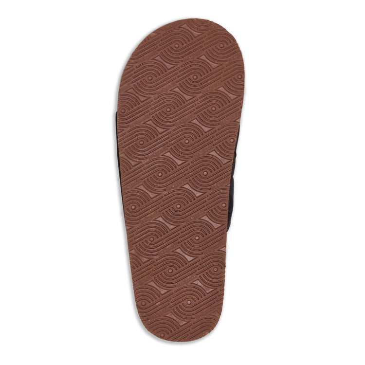 Brown shoe sole with wavy pattern on a white background
