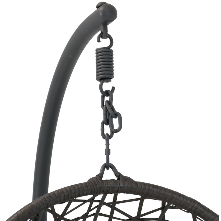Sunnydaze Gray Caroline Hanging Egg Chair with Stand - Resin Wicker