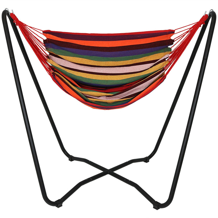 Sunnydaze Hanging Hammock Chair Swing with Space-Saving Stand