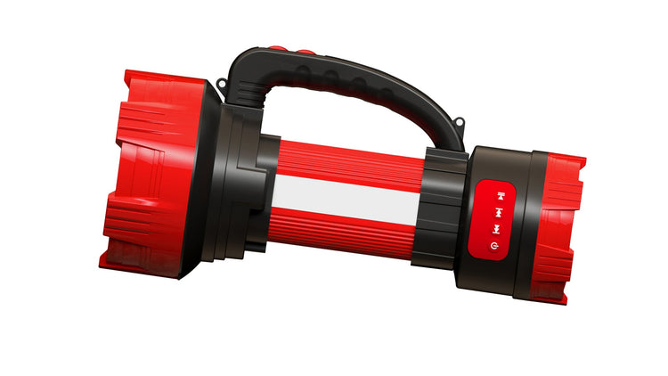 Red and black flashlight on a white background