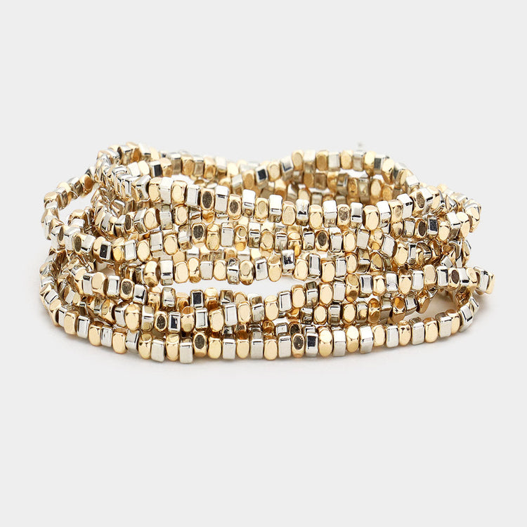 9 pc Stretch Bracelet Set-Gold/Silver