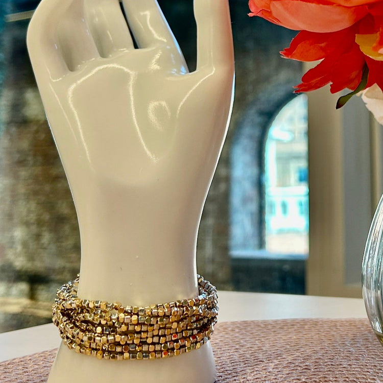 9 pc Stretch Bracelet Set-Gold/Silver