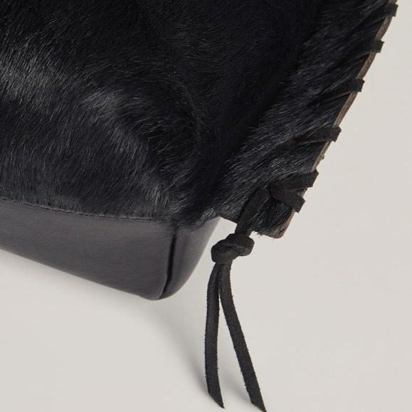Detail of fringe of Everyday Tote in Black