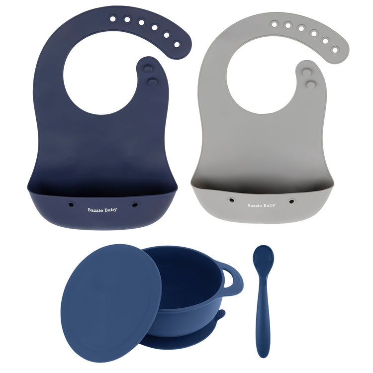 Foodie Bib and Bowl Set: Navy