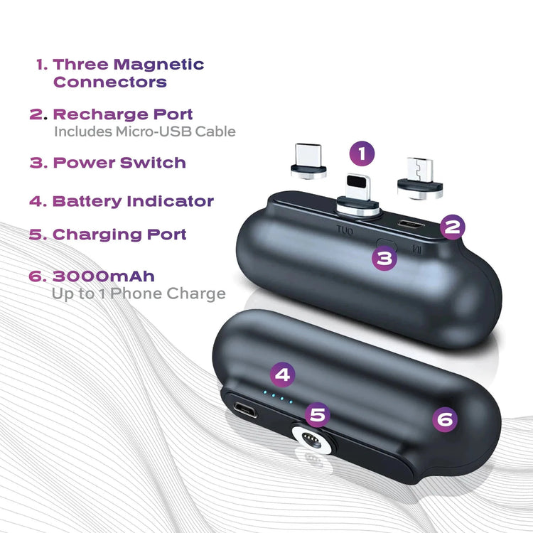 Snap-N-Charge Power Bank; Black; Universal