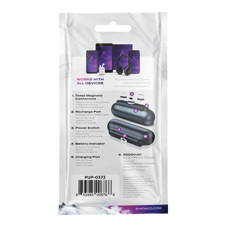 Snap-N-Charge Power Bank; Black; Universal