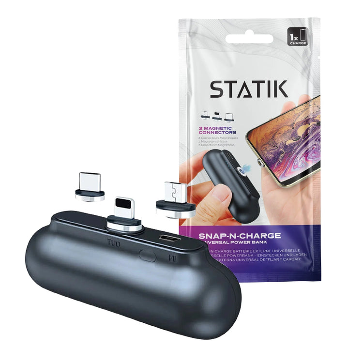 Snap-N-Charge Power Bank; Black; Universal
