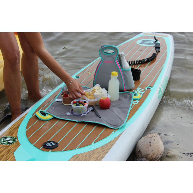 2-in-1 DRINX Lunch Bag + Placemat - Light Gray / Turquoise / Yellow