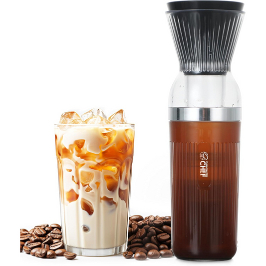 Quick Cold Brew Coffee Maker, Battery Powered Coffee Maker with Fast Extraction, USB Rechargeable Portable Cold Coffee Machine Maker with 14 Oz. Jar with Lid