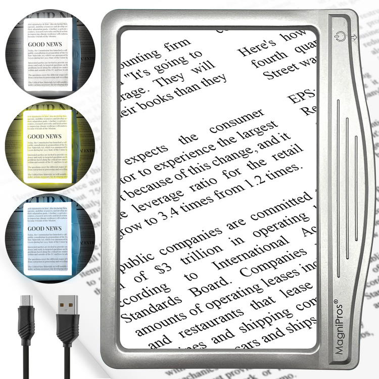 Magnifying glass with text magnification feature on a white background