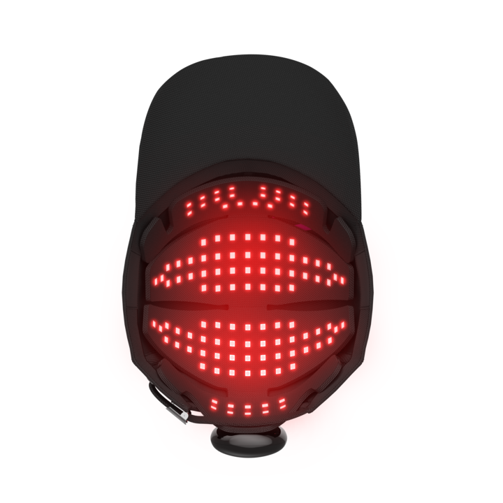 Red LED light on a black background