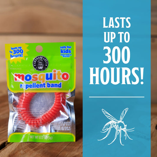 Pack of colorful mosquito repellent bands with packaging on a white background