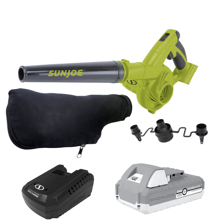 Sun Joe 24-Volt* IONMAX Compact Workshop Blower + Vacuum | W/ 2.0-Ah Battery + Charger