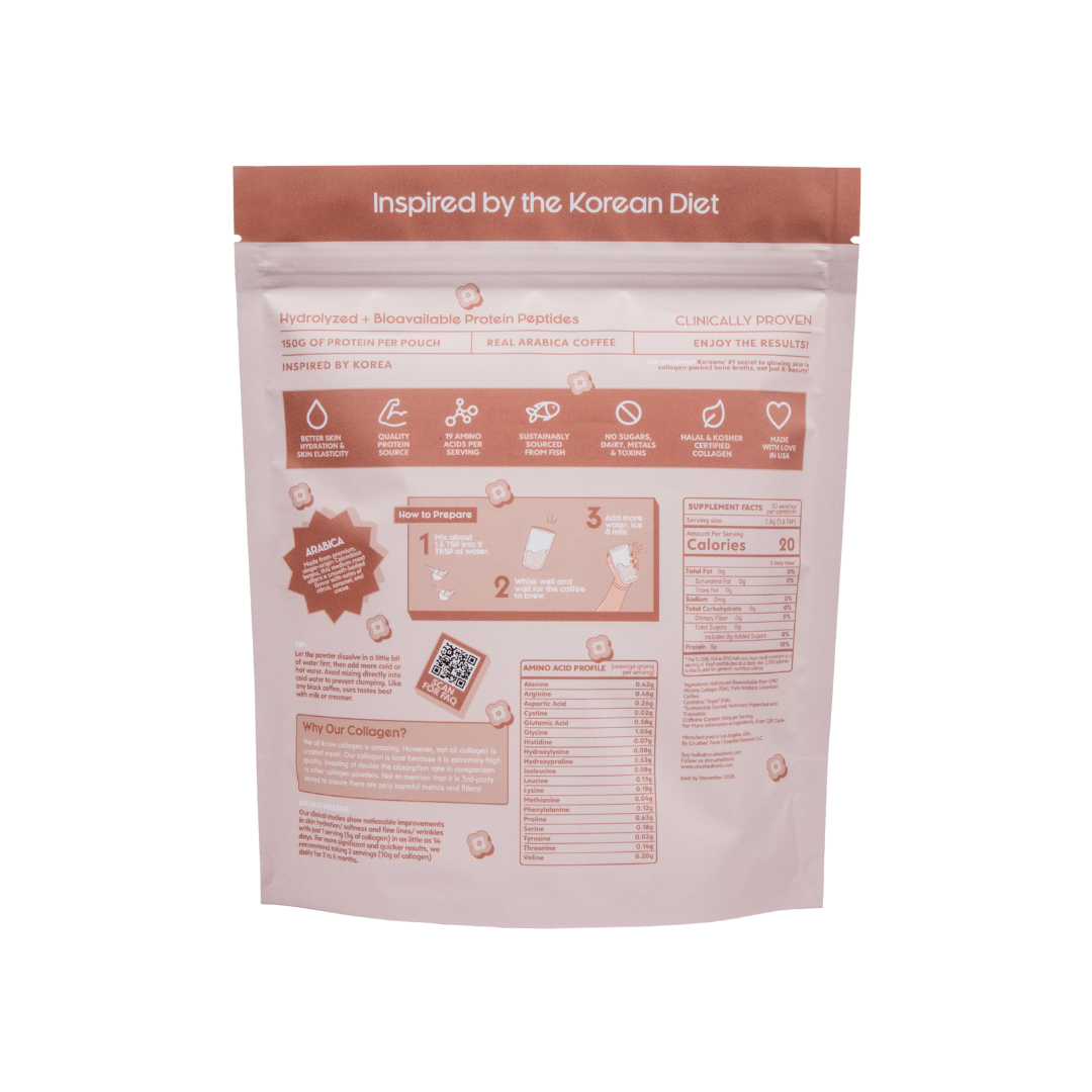 Package inspired by the Korean Diet with text and icons on a white background