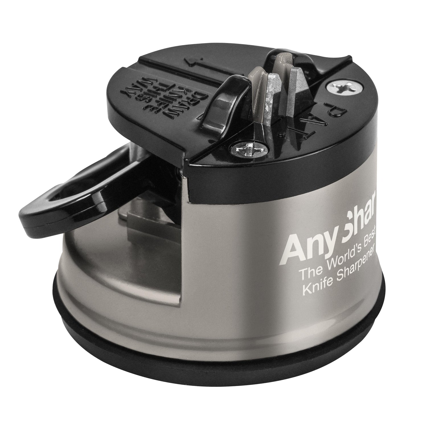Knife sharpener with 'AnySharp' branding on a white background