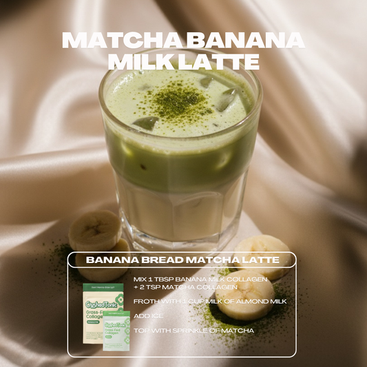 Package of Crushed Tonic Grass-Fed Collagen Matcha on a white background