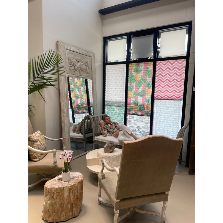 Peel and Stick Fabric Window Shades - 2 pack - PINEAPPLES