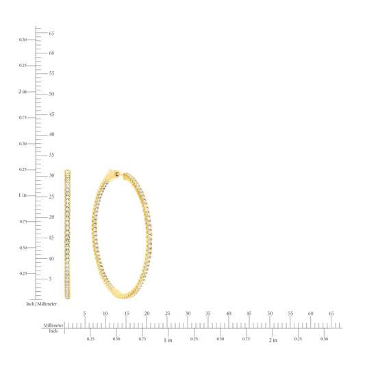Gold hoop earrings with embedded diamonds on a white background