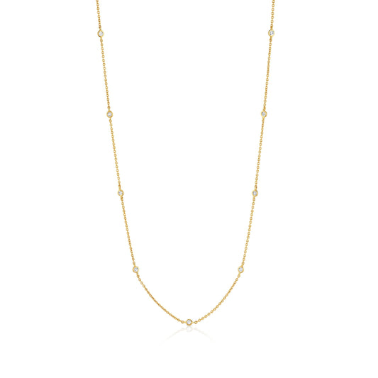 4mm 16" Station Necklace Finished in Gold