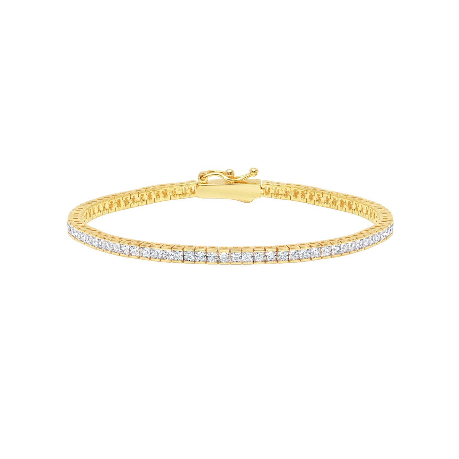 Gold bracelet with diamonds on a white background