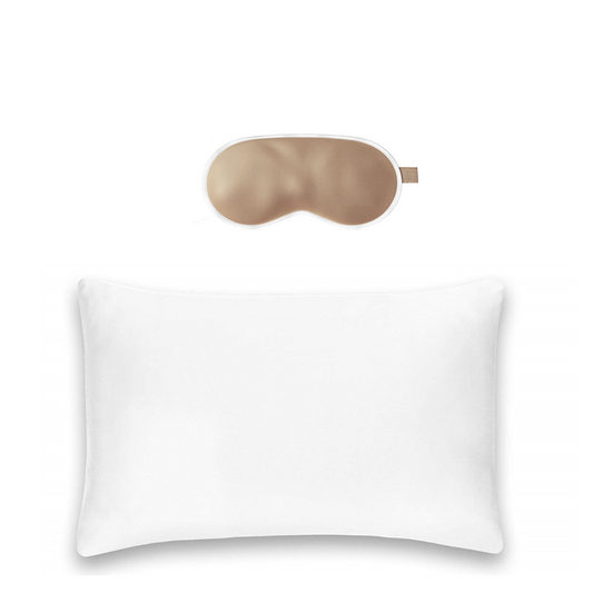 Skin Rejuvenating Anti-Aging Copper Pillowcase & Eye Mask Set - Pillow - white; Eye Mask - Gold