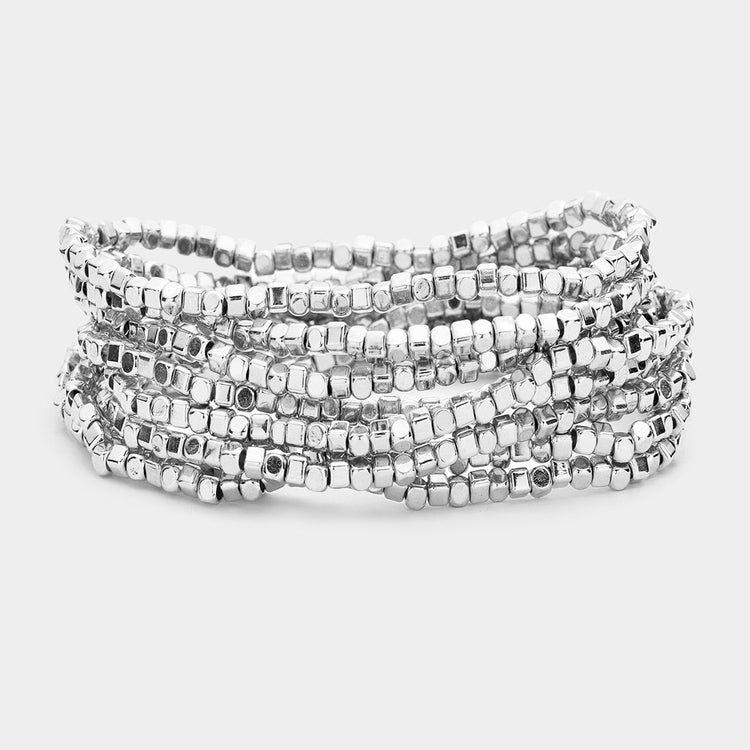 9 pc Stretch Bracelet Set - Silver