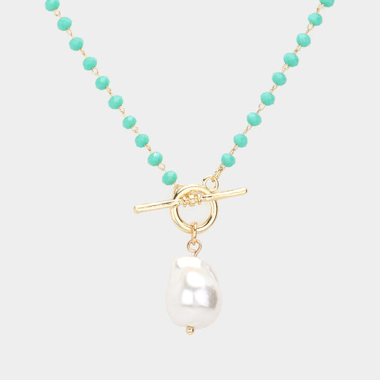 Turquoise Beads with Pearl Drop