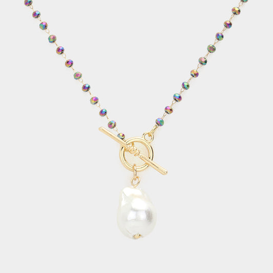 Gunmetal Beads with Pearl Drop