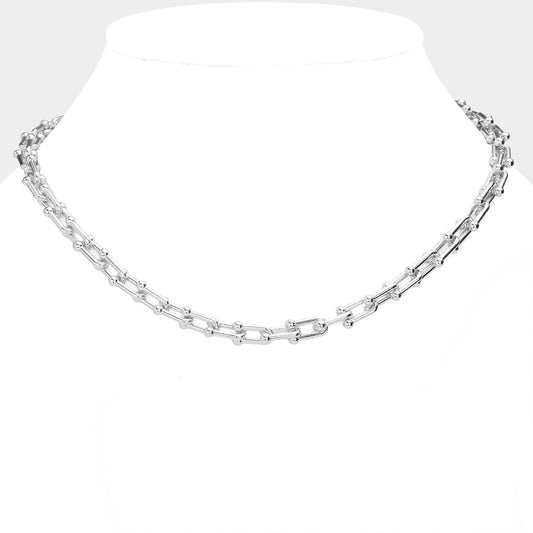 U Link Chain Necklace - White Gold