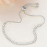 CZ  BEZEL ADJUSTABLE PULL TIE BRACELET-Silver