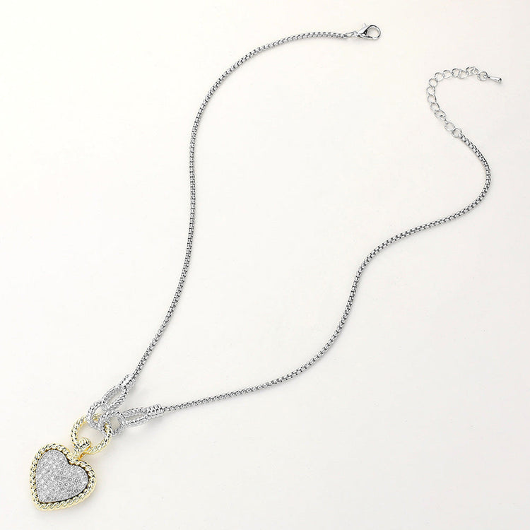 Pave Crystal Heart Necklace