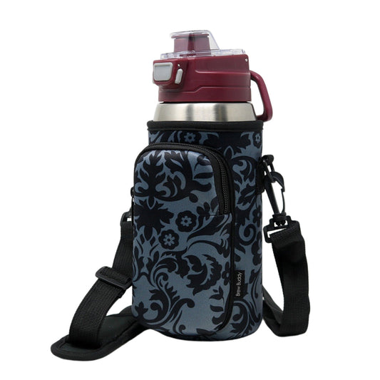 Cross Body Bag Bottle Holder | Grey Damask