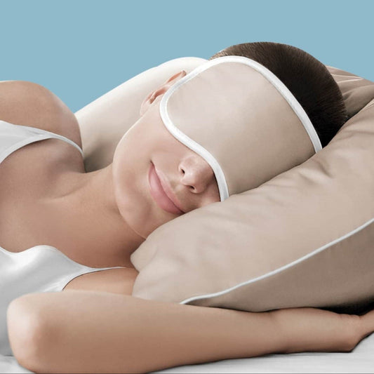 Skin Rejuvenating Anti-Aging Copper Pillowcase & Eye Mask Set - Pillow - white; Eye Mask - Gold