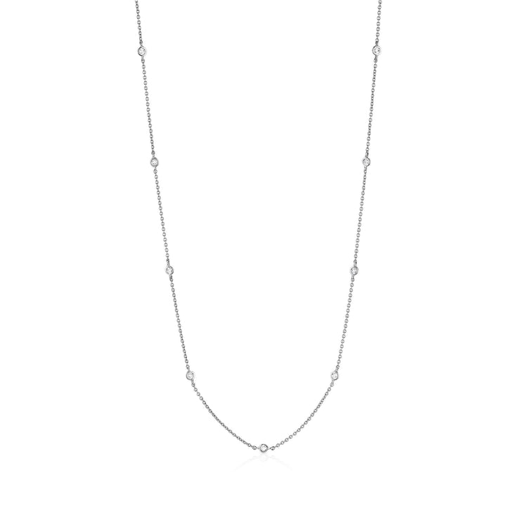 4mm 16" Station Necklace Finished in Platinum