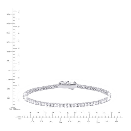 Silver bracelet with clear stones on a white background