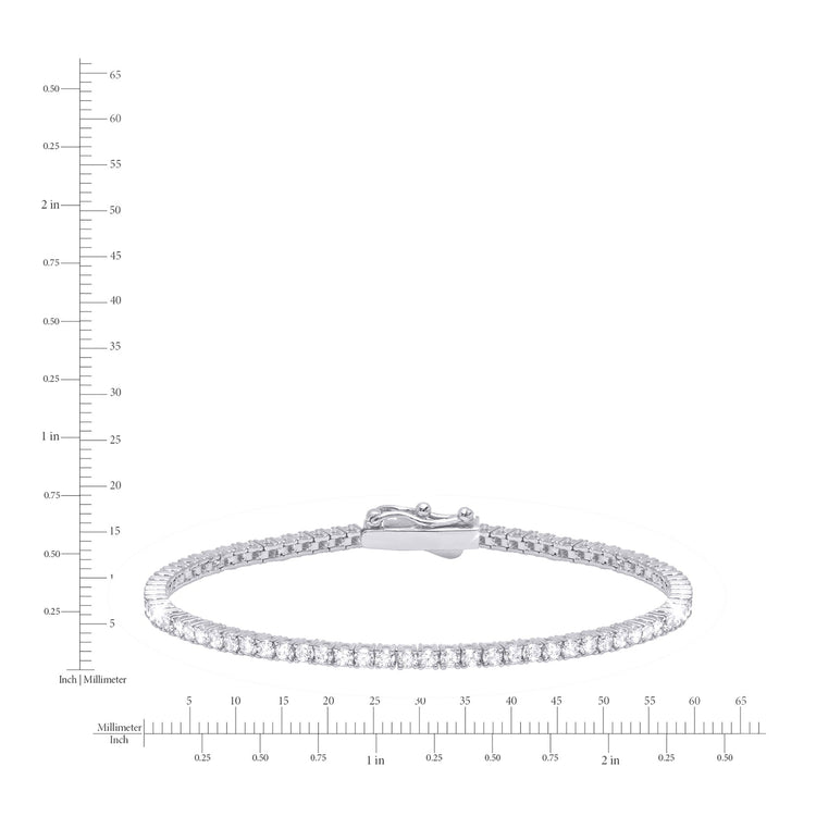 Silver bracelet with chain design on a white background with measurement scale