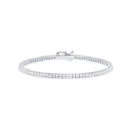 Silver bracelet with clear stones on a white background