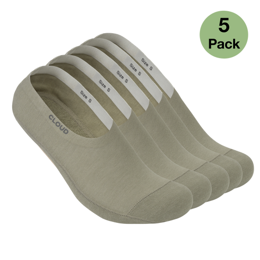 CLOUD ANKLE NO SHOW SOCKS - Khaki - 5Pack