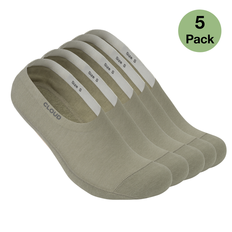 CLOUD ANKLE NO SHOW SOCKS - Khaki - 5Pack