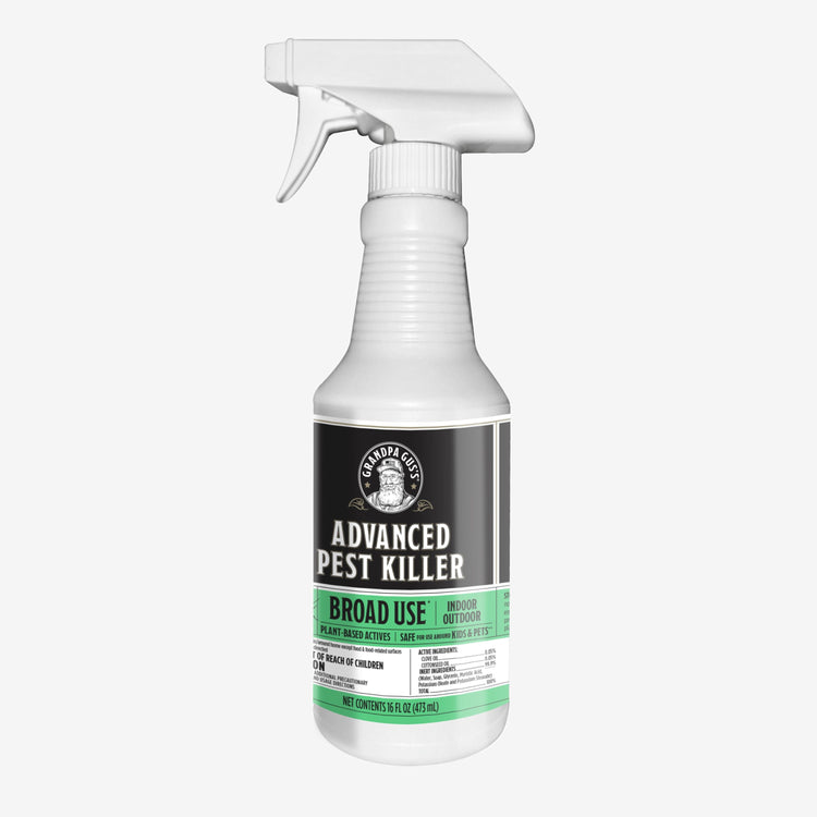 Spray bottle labeled 'Advanced Pest Killer' on a white background