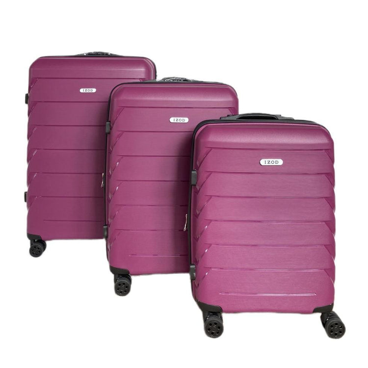 Ashley Polycarbonate Hard shell Expandable Lightweight 360 Dual Spinning Wheels Combo Lock 28", 24", 20" 3 Piece Luggage Set