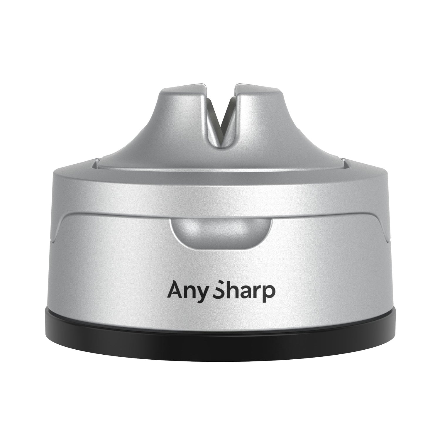 Silver knife sharpener with 'Any Sharp' branding on a white background