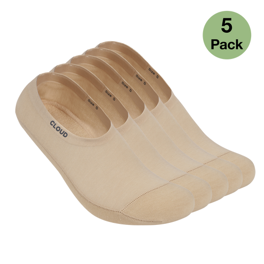 CLOUD ANKLE NO SHOW SOCKS - Beige - 5Pack