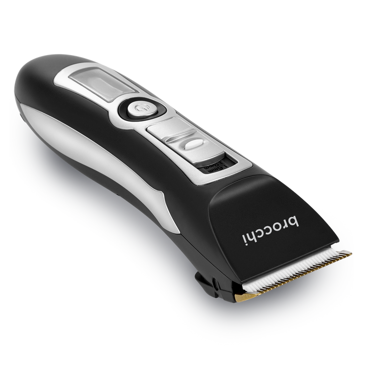Hair clipper with 'brocchi' branding on a white background