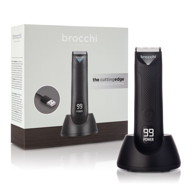 Black hair trimmer with 'brocchi' branding on a white background
